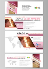 Poster - Social media and email headers set, modern banners. Business templates. Abstract design template, vector layouts in popular sizes. Romantic couple kissing. Geometrical pattern in triangular style.