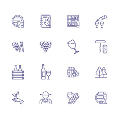Poster - Wine line icon set. Bottle, glass, barrel, grape. Wine making concept. Can be used for topics like viticulture, industry, production