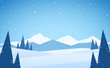 © deniskrivoy - Vector illustration: Winter snowy Mountains landscape with pines, hills and peaks