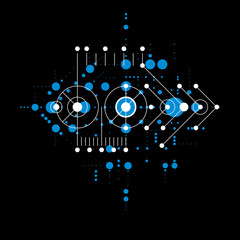 Poster - vector bauhaus abstract background made with grid and overlapping simple geometric elements, circles