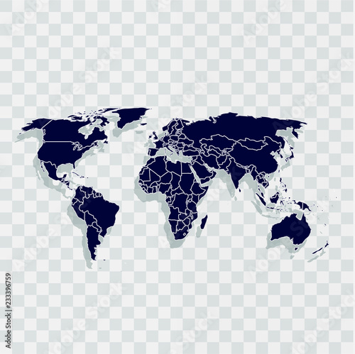 World Map On A Transparent Background Vector Buy This Stock