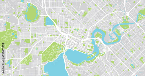 Cuadros en Lienzo Urban vector city map of Perth, Australia
