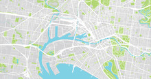 Urban Vector City Map Of Melbourne, Australia