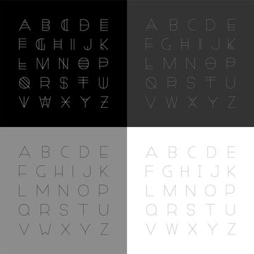 Set of vector modern fonts in minimalistic design. Creative english alphabets, futuristic latin letters 
