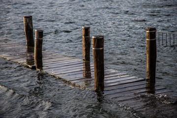 Wall Mural - flooded pier in a lake