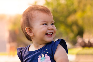 portrait of a little girl in park