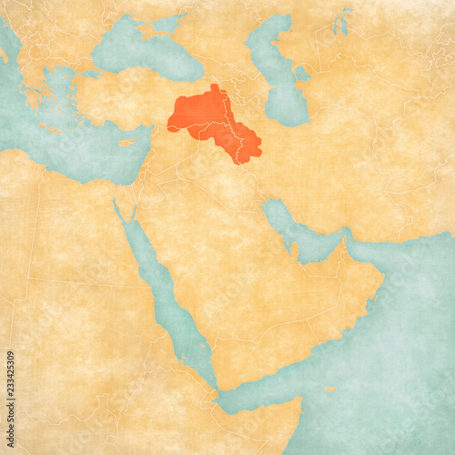 Leinwand Poster  Map of Middle East - Kurdistan