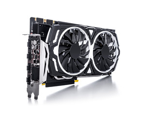Aufkleber - Computer gaming powerful graphic card on white.