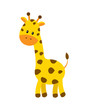 Cute cartoon giraffe vector illustration isolated on white backg