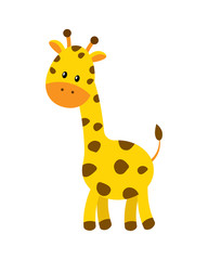 cute cartoon giraffe vector illustration isolated on white backg