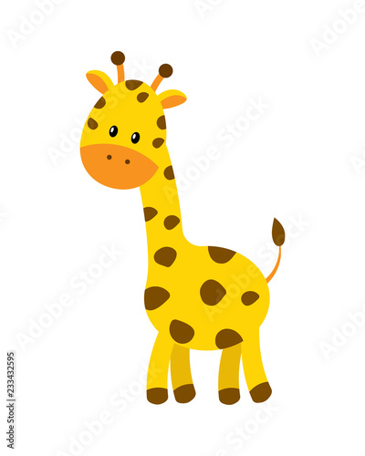 Cute cartoon giraffe vector illustration isolated on white backg Canvas Print