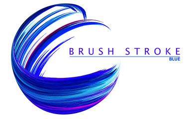 Poster - Blue, magenta and ultramarine brushstroke on white. Colorful illustration with swirl