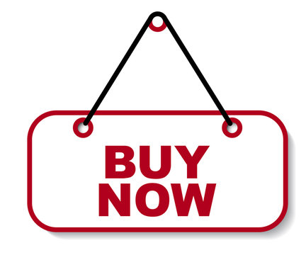 red vector banner buy now