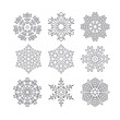 Snowflake winter set isolated four icon silhouette on white background