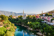 Beautiful view on Mostar city with Neretva river and ancient architecture