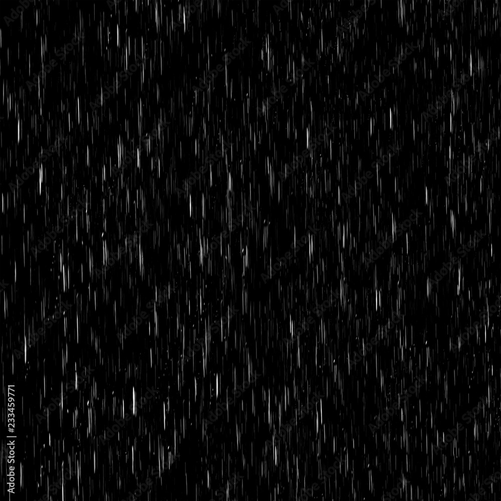 Isolated visual effect of rain on the black background. Overlay for ...