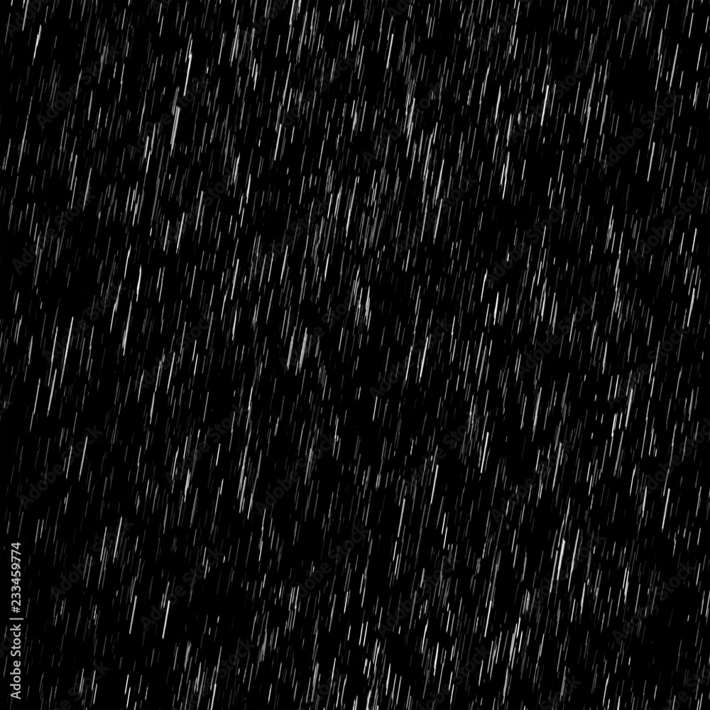 Isolated visual effect of rain on the black background. Overlay for ...