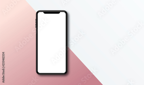 Cuadros en Lienzo Modern frameless smartphone Mock up with blank white screen.