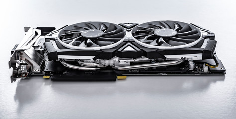 Aufkleber - Computer gaming powerful graphic card on white.