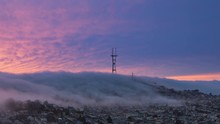 Timelapse San Francisco Twin Peaks Fog Rolling Sutro Tower Sunset Dusk