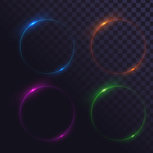 Set Of Glowing Circles. Round Shiny Frames On A Transparent Background