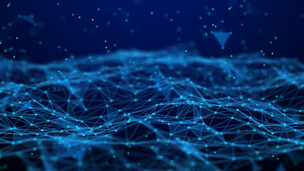 Fototapete - Abstract technology background. Network connection. Artificial intelligence. Science background. Big data digital background. 4k rendering.
