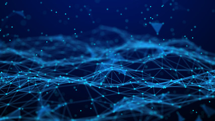Poster - Abstract technology background. Network connection. Artificial intelligence. Science background. Big data digital background. 4k rendering.