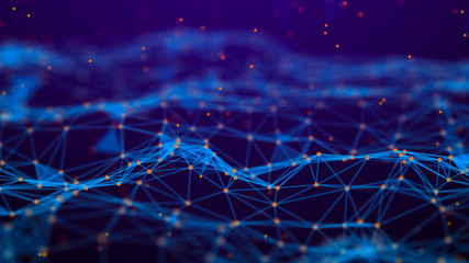 Fototapete - Abstract technology background. Network connection. Artificial intelligence. Science background. Big data digital background. 4k rendering.