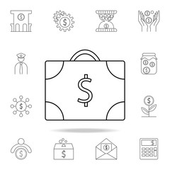 Poster - suitcase of money icon. Outline set of banking icons. Premium quality graphic design icon. One of the collection icons for websites, web design, mobile app