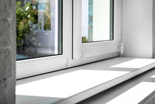 Modern Window Indoors, Closeup View. Home Interior