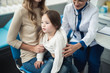 © Yakobchuk Olena - Concept of professional consultation in therapist practice. Full length portrait of pediatrician woman examining girl by stethoscope in medical office