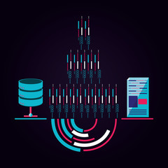 Canvas Print - data center service with circuit electronic