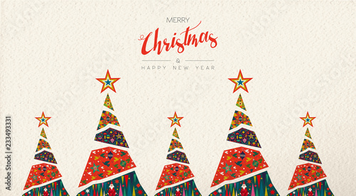 Photographie Christmas and New Year folk art greeting card