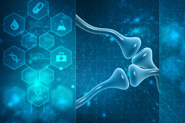 Poster - Synapse and Neuron cells sending electrical chemical signals. 3d rendering