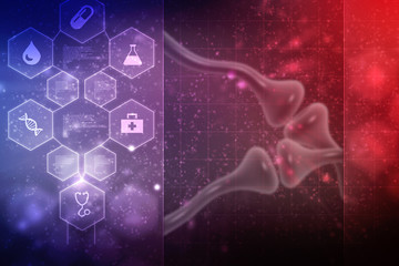 Poster - Synapse and Neuron cells sending electrical chemical signals. 3d rendering