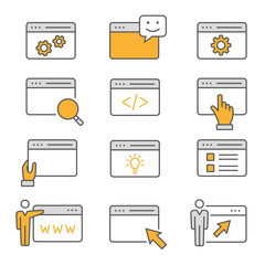 Poster - browser flat line icon set. vector illustration. editable stroke.
