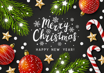 christmas greeting card with holiday decorations