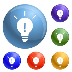 Poster - New idea bulb icons set vector 6 color isolated on white background
