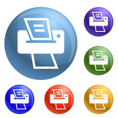 Poster - modern home printer icons set vector 6 color isolated on white background