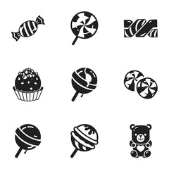 Poster - Sugar candy icon set. Simple set of 9 sugar candy vector icons for web design isolated on white background