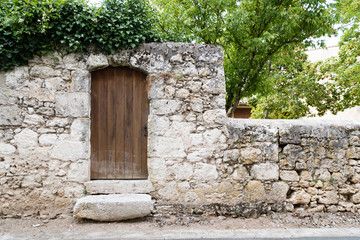 old window and dor with classical  facade 