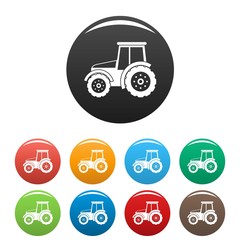 Poster - Tractor icons set 9 color vector isolated on white for any design