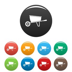 Poster - one wheel barrow icons set 9 color vector isolated on white for any design