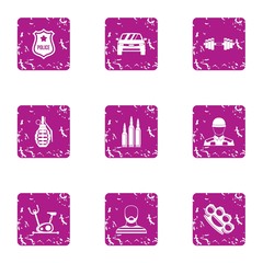 Poster - Police icons set. Grunge set of 9 police vector icons for web isolated on white background