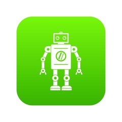 Canvas Print - Retro robot icon digital green for any design isolated on white vector illustration