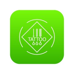 Wall Mural - Tattoo pictogram icon green vector isolated on white background