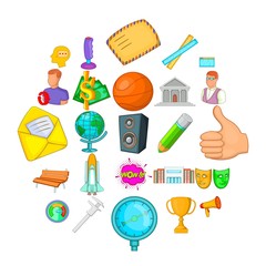 Poster - Teaching icons set. Cartoon set of 25 teaching vector icons for web isolated on white background