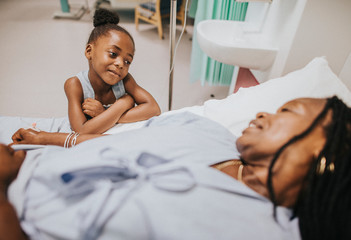 Mother and daughter bonding at the hospital