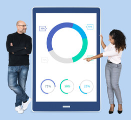 Poster - Businesspeople presenting a doughnut chart