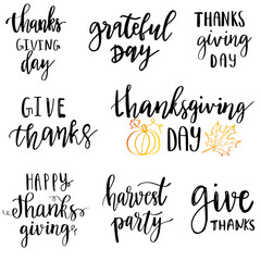 Wall Mural - Thanksgiving day typography set.